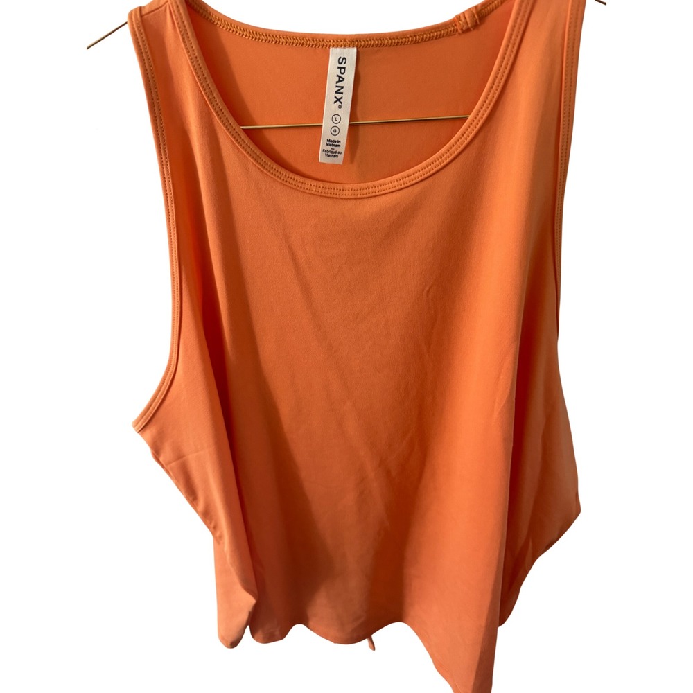 Spanx Womens Orange Cinched Back Tie Activewear Tank Top Size Large